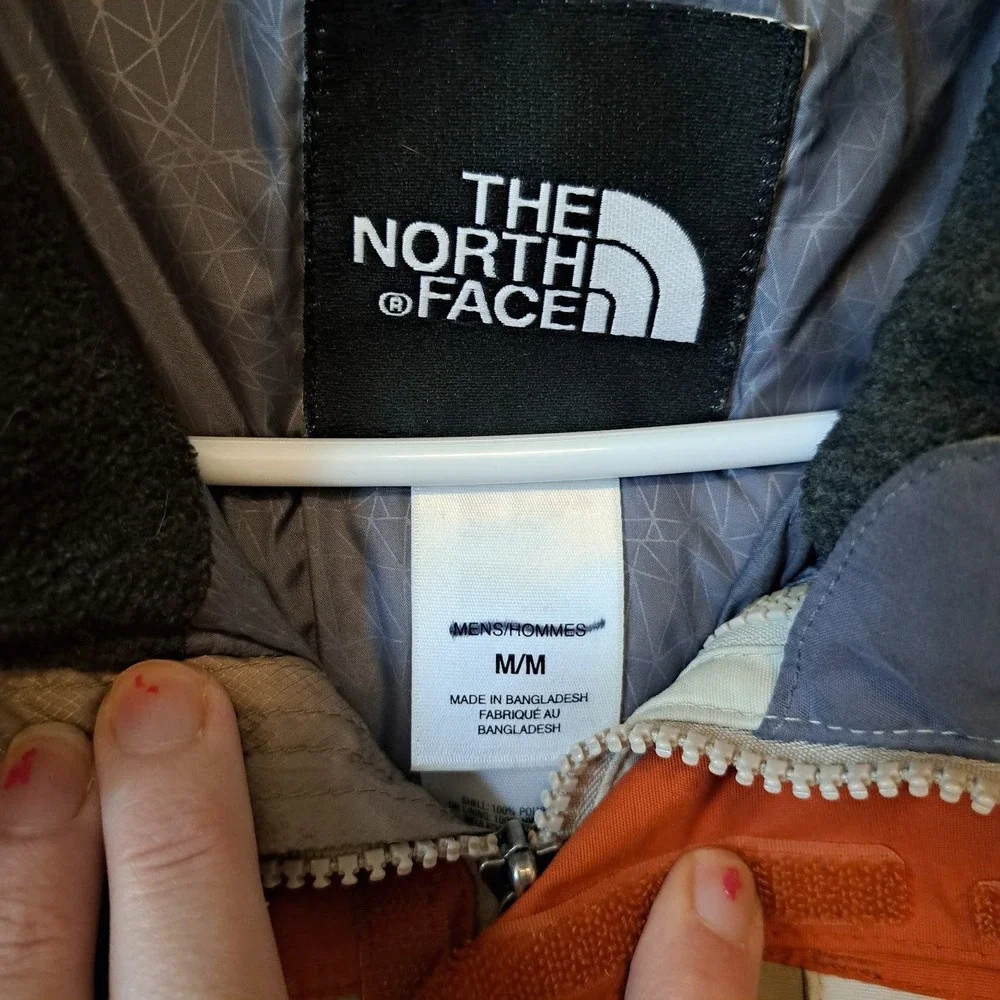 The North Face HyVent Ski Jacket Mens Medium Orange Tan Colorblock Waterproof